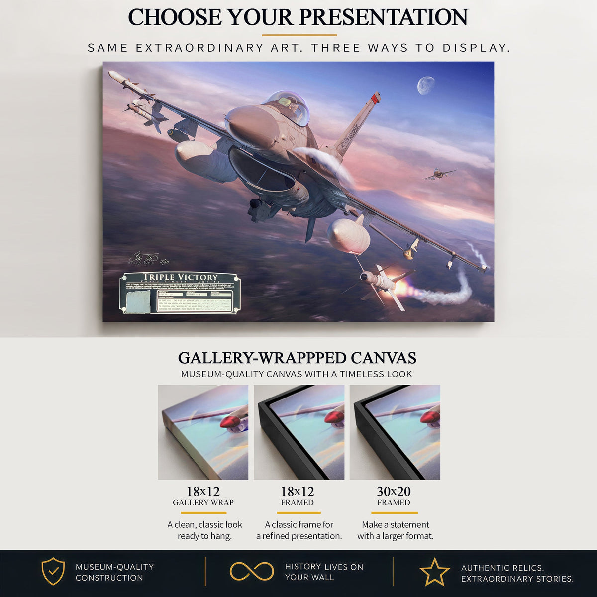 F-16 Viper Triple Victory gallery-wrapped canvas