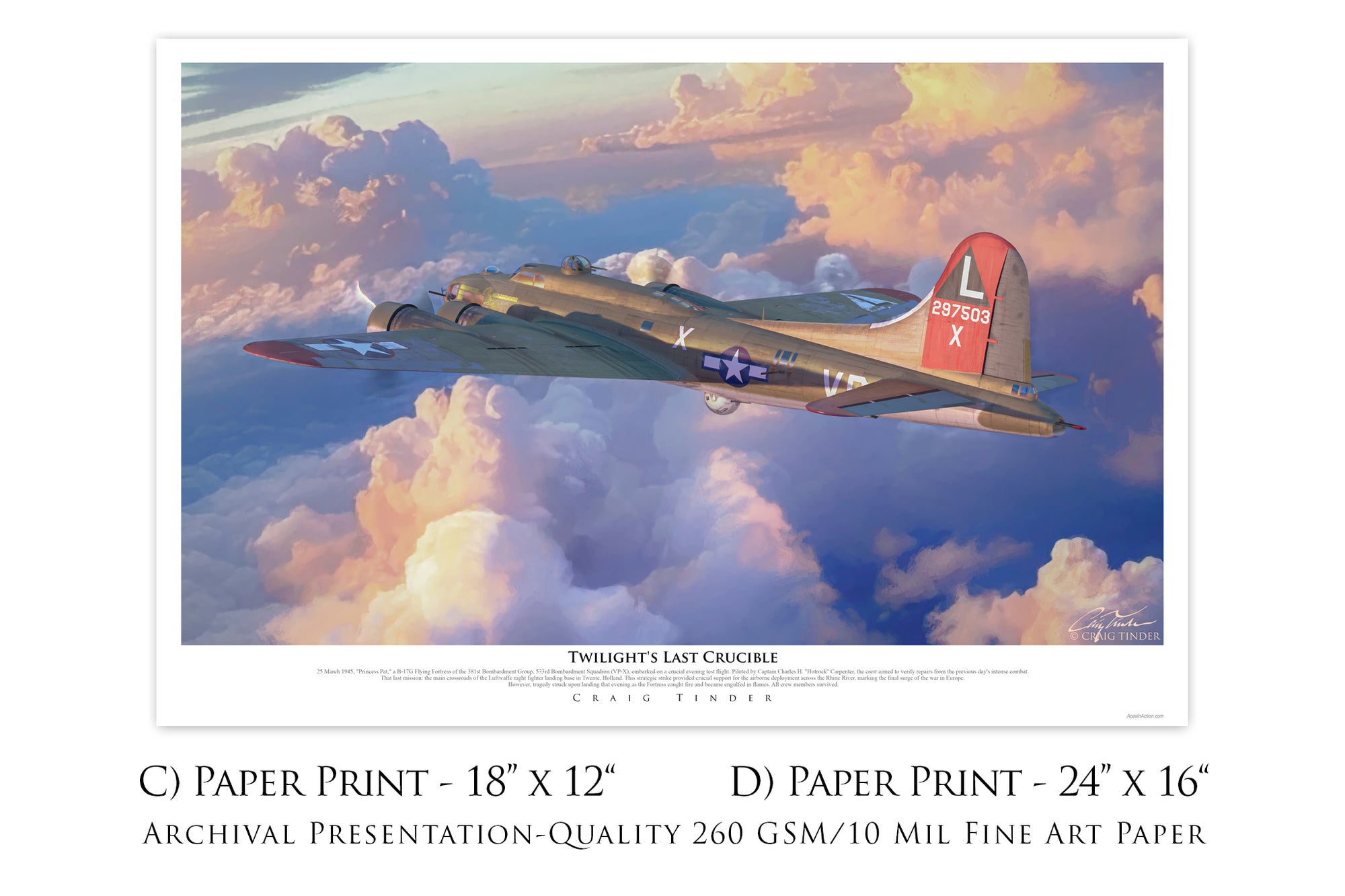 Twilight's Last Crucible - B-17 Flying Fortress Canvas with B-17 Relic ...