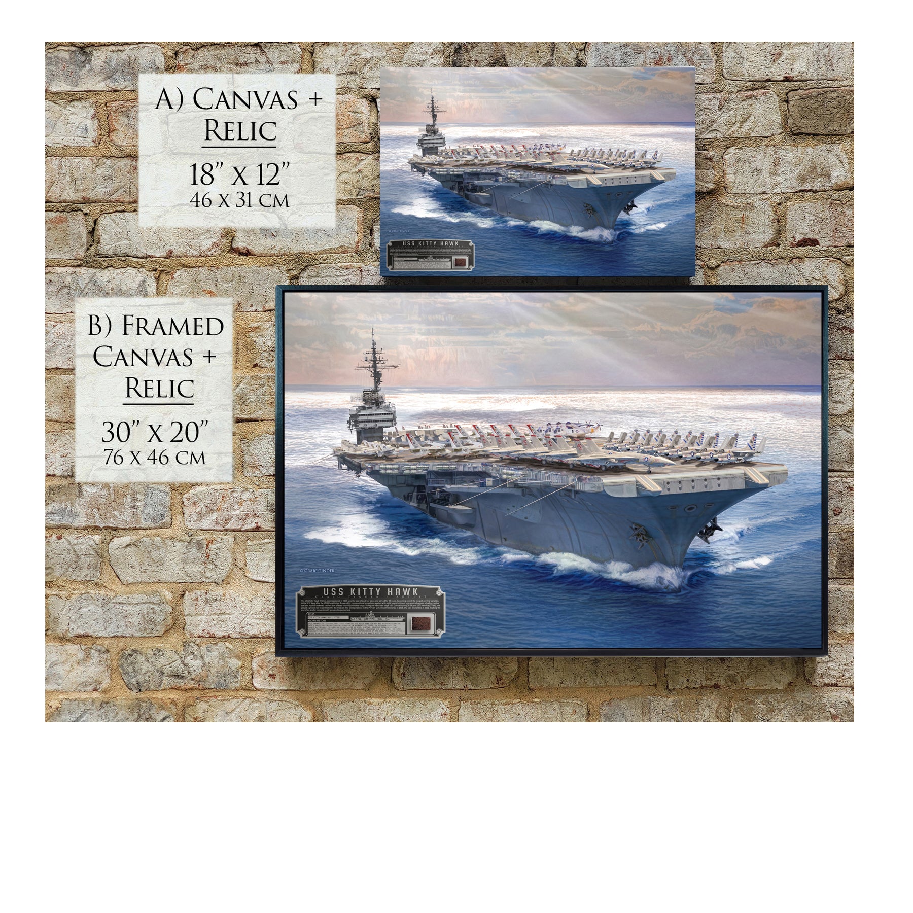 USS Kitty Hawk CV-63 Canvas with Relic | Includes Hull Steel from