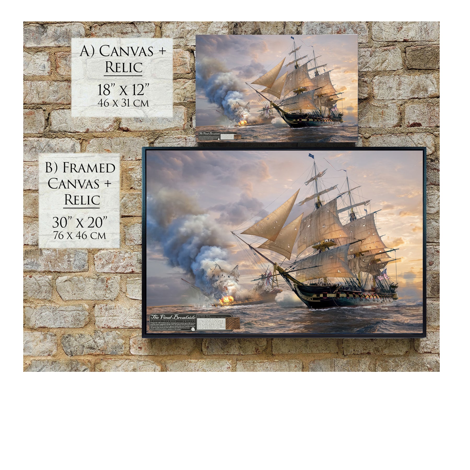 USS Constitution Canvas with Relic | Includes Oak Hull Relic