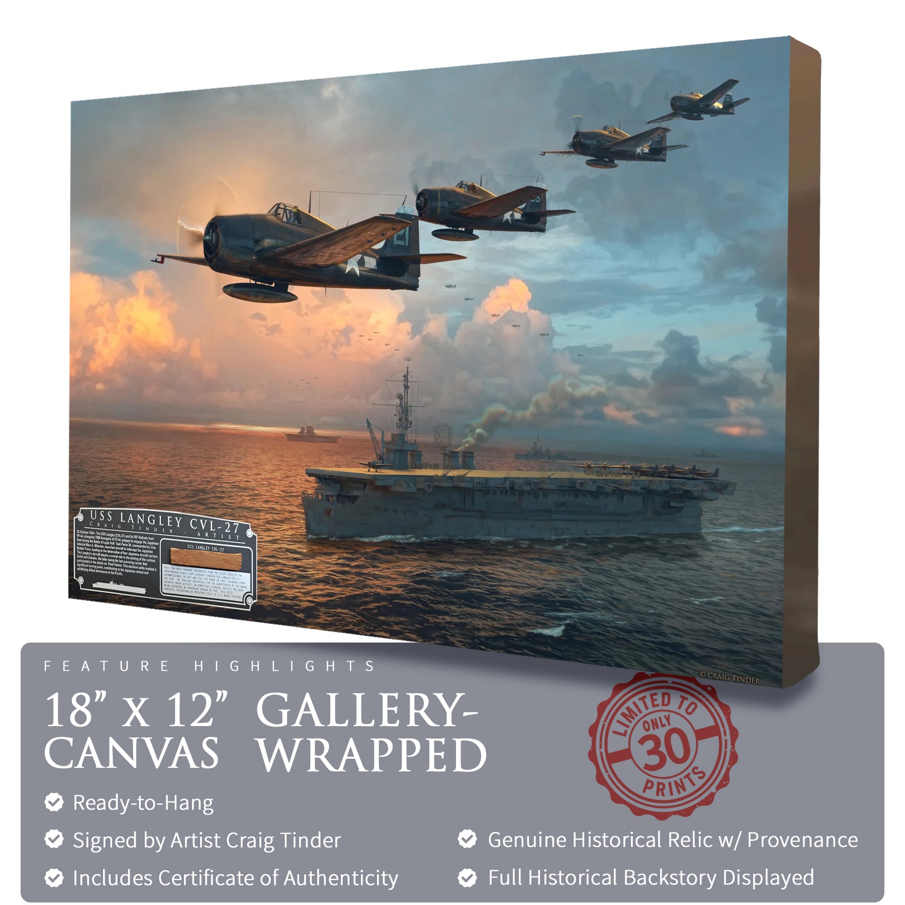 USS Langley Carrier Canvas | INCLUDES: Aircraft Carrier Deck Fragment