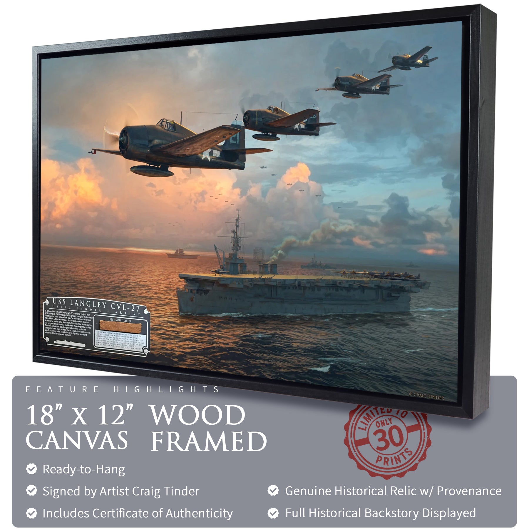 USS Langley Carrier Canvas | INCLUDES: Aircraft Carrier Deck Fragment