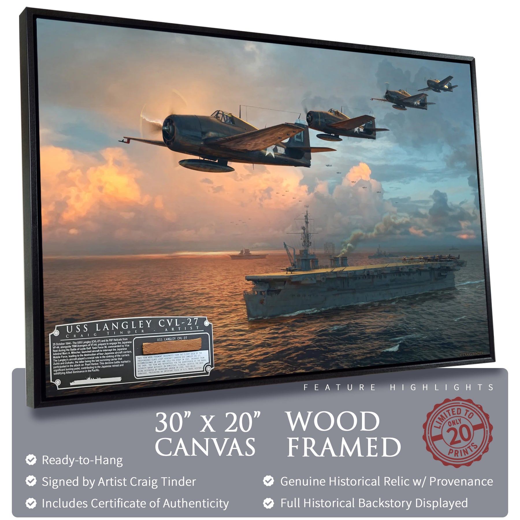 USS Langley Carrier Canvas | INCLUDES: Aircraft Carrier Deck Fragment