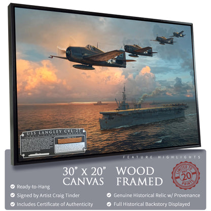 USS Langley Carrier Canvas | INCLUDES: Aircraft Carrier Deck Fragment