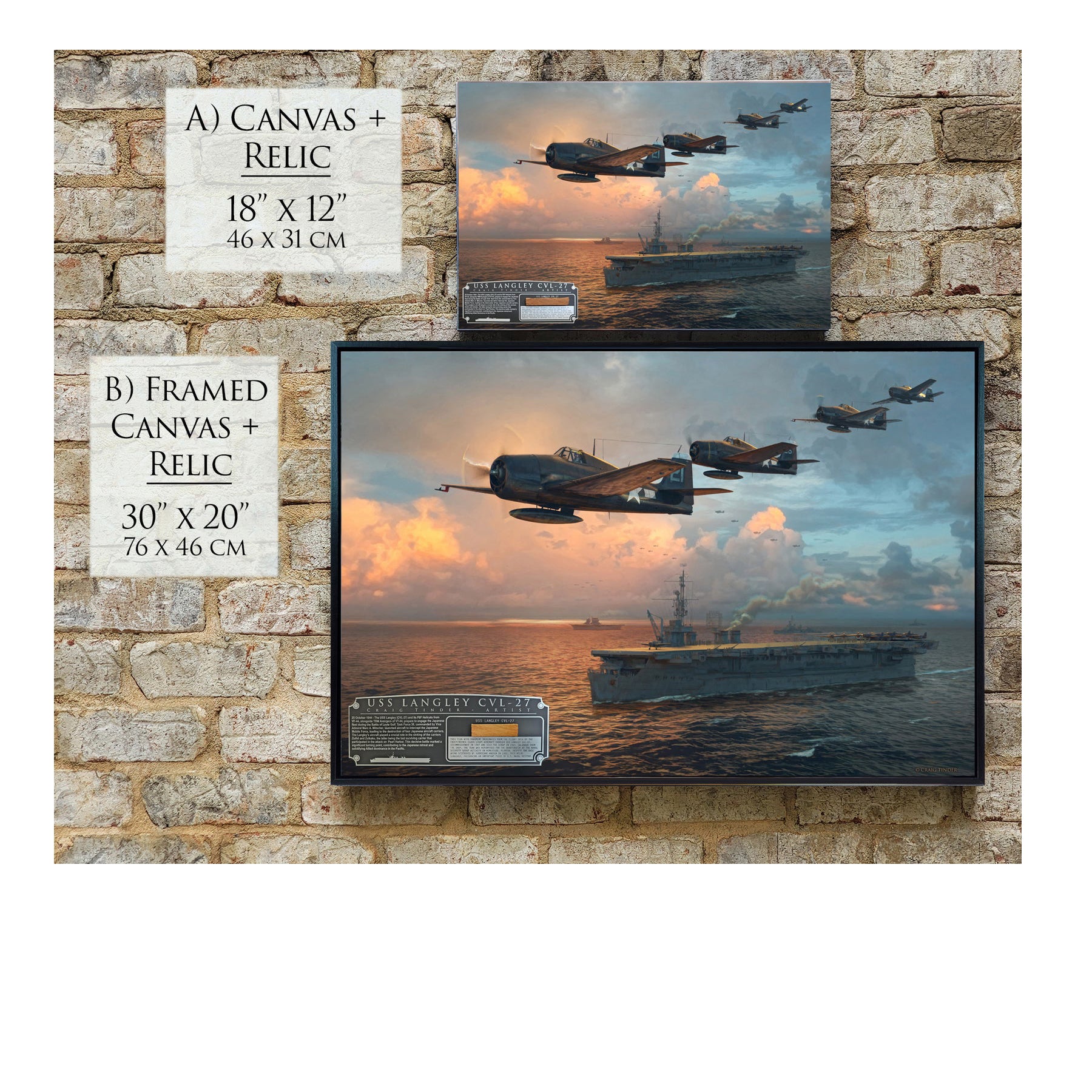 USS Langley Carrier Canvas | INCLUDES: Aircraft Carrier Deck Fragment
