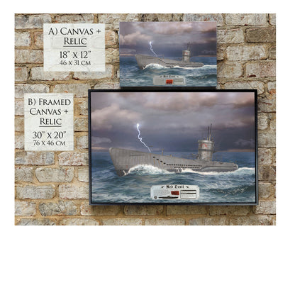 Type VII U-Boat Submarine Red Devil Canvas | INCLUDES: German Battle Flag Piece