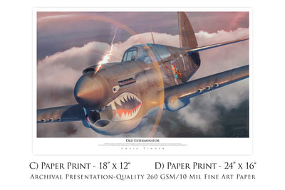 Old Exterminator -  Canvas Art with P-40E Warhawk Relic