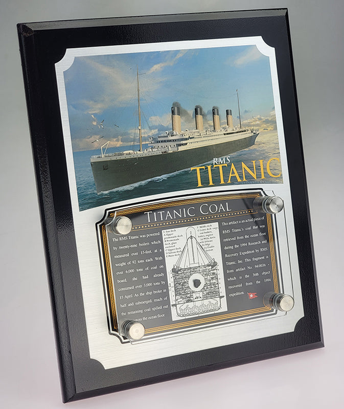 Titanic Relic Plaque - 8"x10" | INCLUDES: Titanic Coal Relic