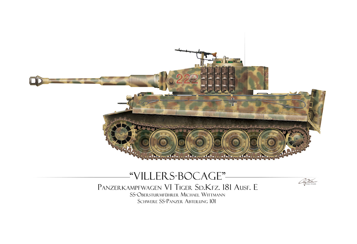 "Michael Wittmann Tiger Tank 222" - Art Print by Craig Tinder