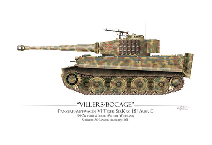 "Michael Wittmann Tiger Tank 222" - Art Print by Craig Tinder