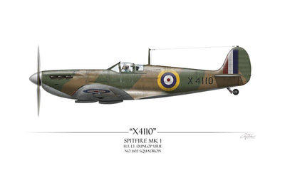 "Battle Of Britain Spitfire X4110" - Art Print by Craig Tinder