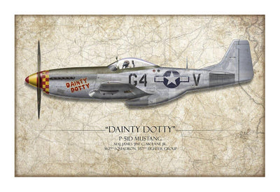 Dainty Dotty P-51D Mustang Aviation Art Print - Profile-Art Print-Aces In Action: The Workshop of Artist Craig Tinder
