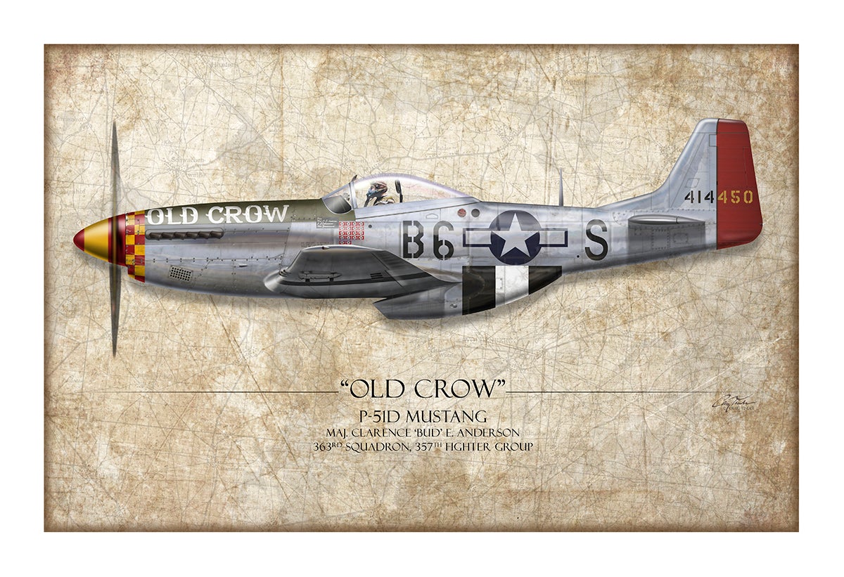 Old Crow P-51 Mustang Aviation Art Print - Profile-Art Print-Aces In Action: The Workshop of Artist Craig Tinder