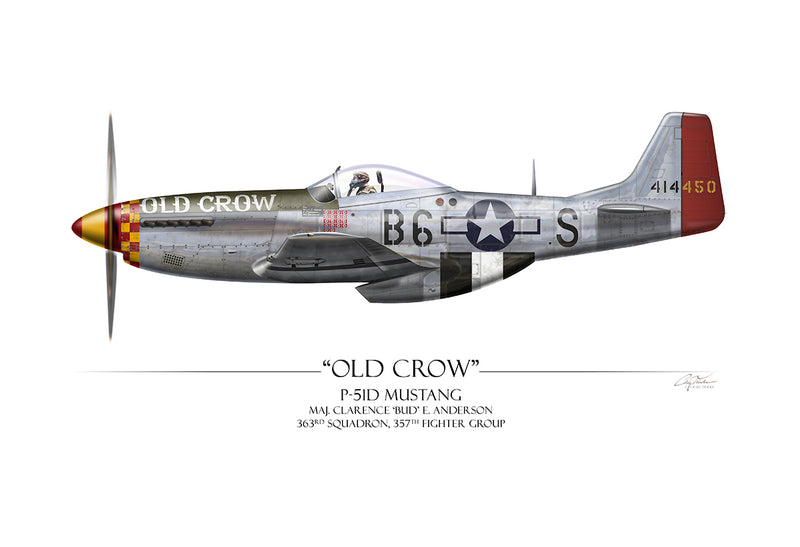 "Old Crow P-51 Mustang" - Art Print by Craig Tinder