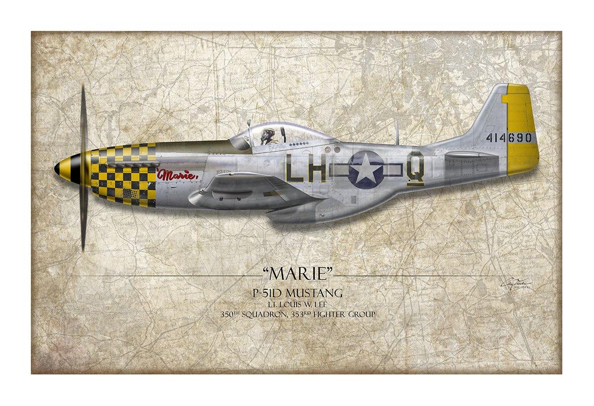 Marie P-51 Mustang Aviation Art Print - Profile-Art Print-Aces In Action: The Workshop of Artist Craig Tinder