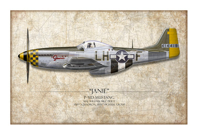 Janie P-51D Mustang Aviation Art Print - Profile-Art Print-Aces In Action: The Workshop of Artist Craig Tinder