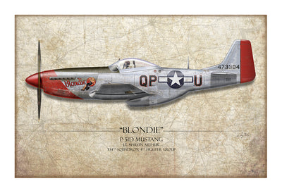 Blondie P-51D Mustang Aviation Art Print - Profile-Art Print-Aces In Action: The Workshop of Artist Craig Tinder