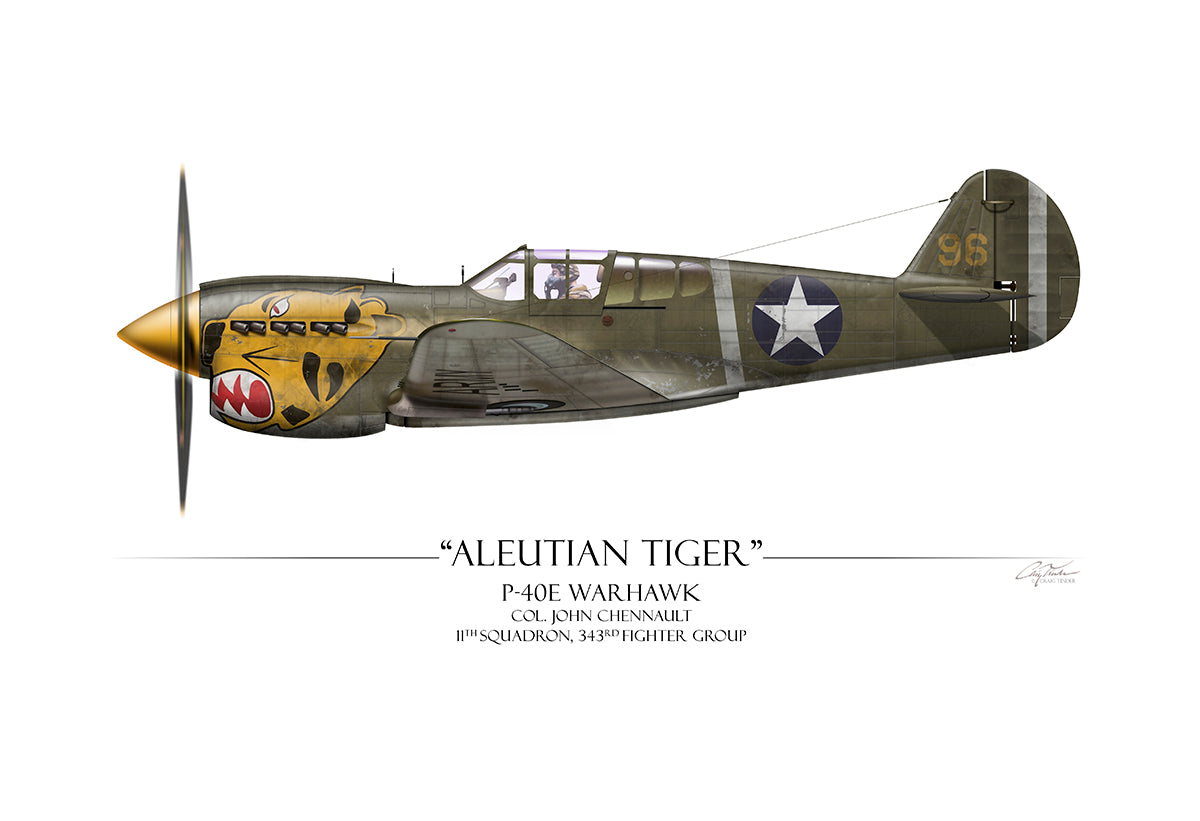 Aleutian Tiger P-40 Warhawk Aviation Art Print - Profile-Art Print-Aces In Action: The Workshop of Artist Craig Tinder