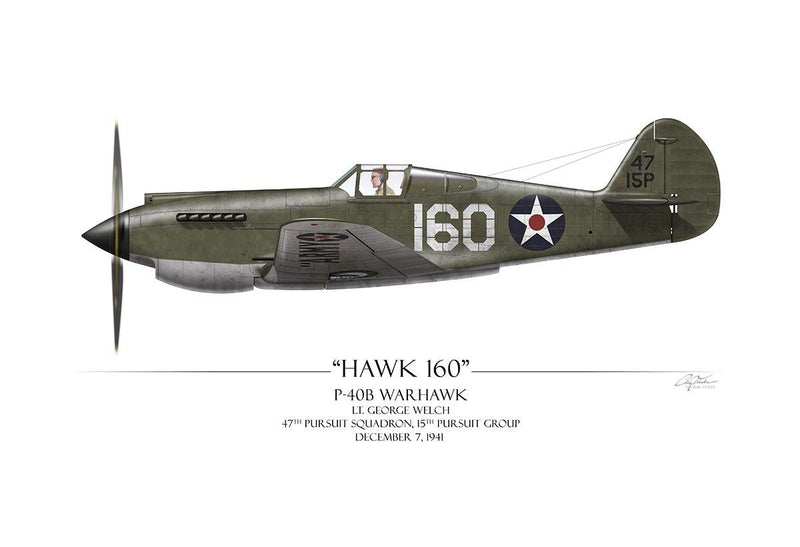 "Pearl Harbor P-40 Warhawk" - Art Print by Craig Tinder - Aces In Action