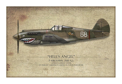 Flying Tiger P-40 Warhawk Aviation Art Print - Profile-Art Print-Aces In Action: The Workshop of Artist Craig Tinder