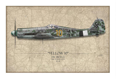 Yellow 10 Focke-Wulf FW 190D Aviation Art Print - Profile-Art Print-Aces In Action: The Workshop of Artist Craig Tinder