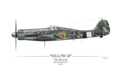"Yellow 10 Focke-Wulf FW190D" - Art Print by Craig Tinder - Aces In Action