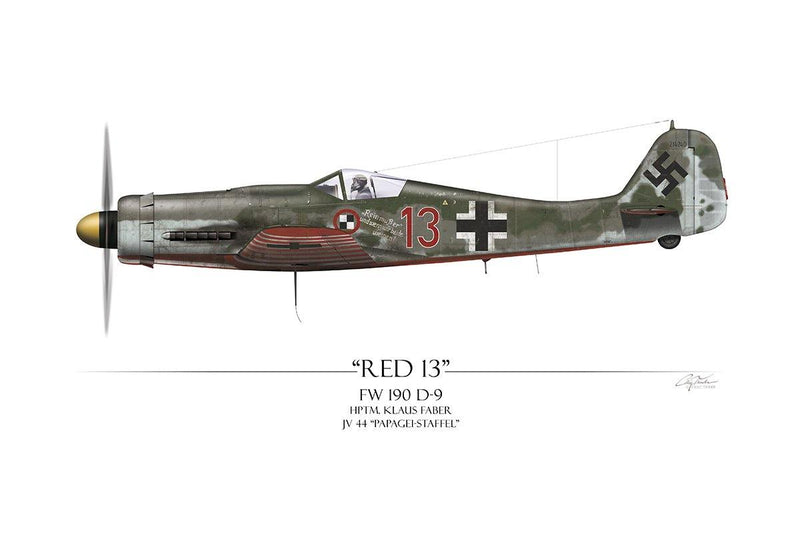 "Red 13 Focke-Wulf FW 190D" - Art Print by Craig Tinder - Aces In Action
