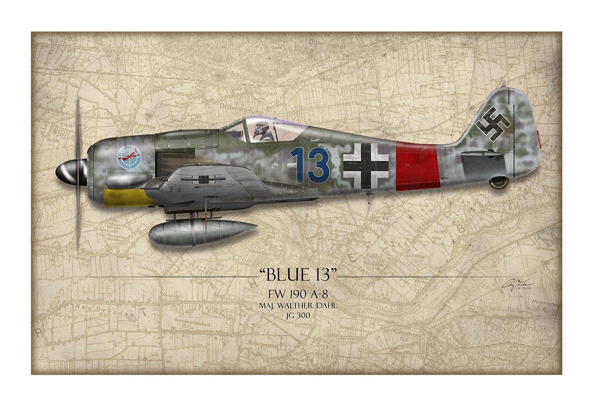 Blue 13 Focke-Wulf FW 190 Aviation Art Print - Profile-Art Print-Aces In Action: The Workshop of Artist Craig Tinder
