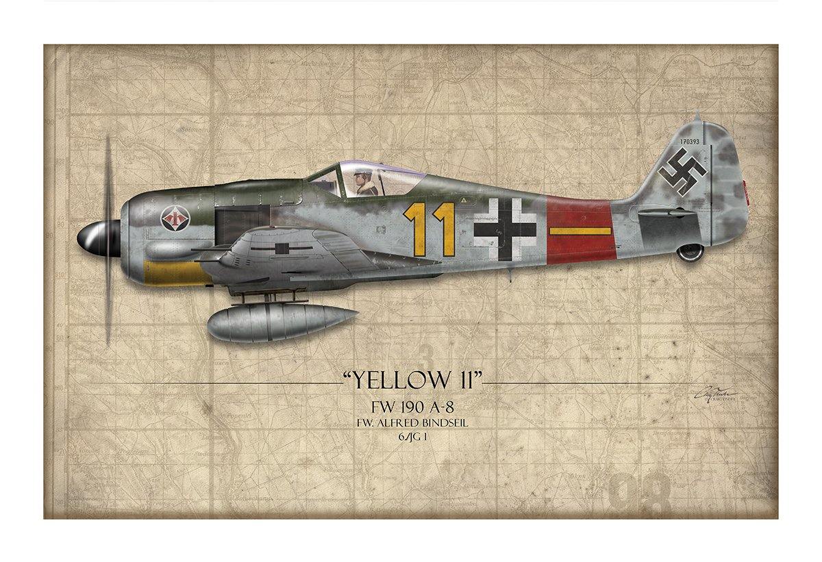 Yellow 11 Focke-Wulf FW 190 Aviation Art Print - Profile-Art Print-Aces In Action: The Workshop of Artist Craig Tinder