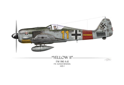 "Yellow 11 Focke-Wulf FW 190" - Art Print by Craig Tinder - Aces In Action