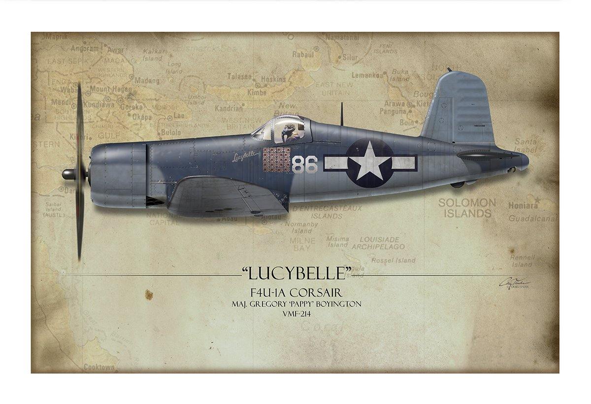 Pappy Boyington F4U Corsair Aviation Art Print - Profile-Art Print-Aces In Action: The Workshop of Artist Craig Tinder