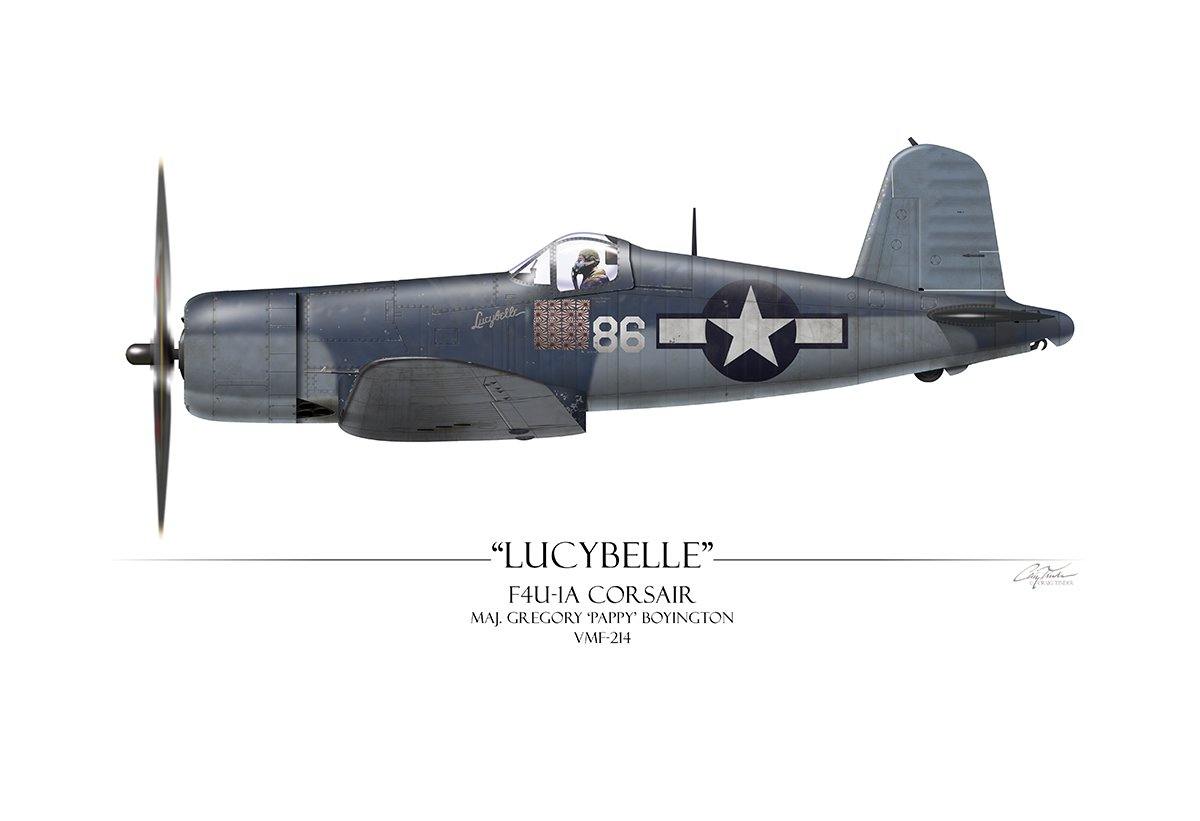 "Pappy Boyington F4U Corsair" - Art Print by Craig Tinder - Aces In Action