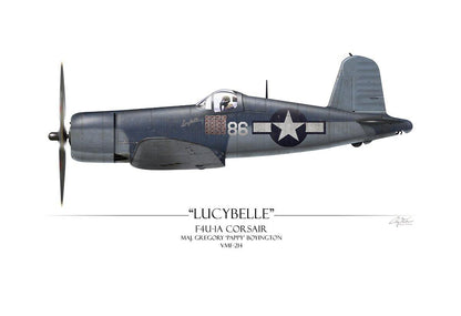 "Pappy Boyington F4U Corsair" - Art Print by Craig Tinder - Aces In Action
