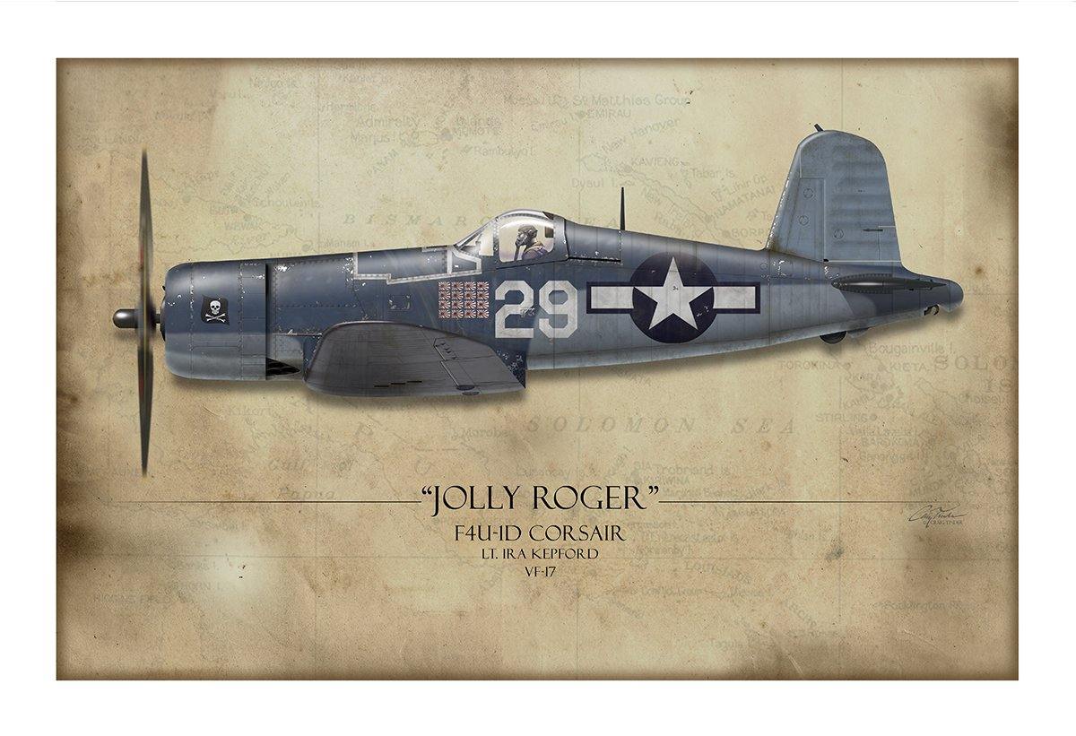Ira Kepford F4U Corsair Aviation Art Print - Profile-Art Print-Aces In Action: The Workshop of Artist Craig Tinder