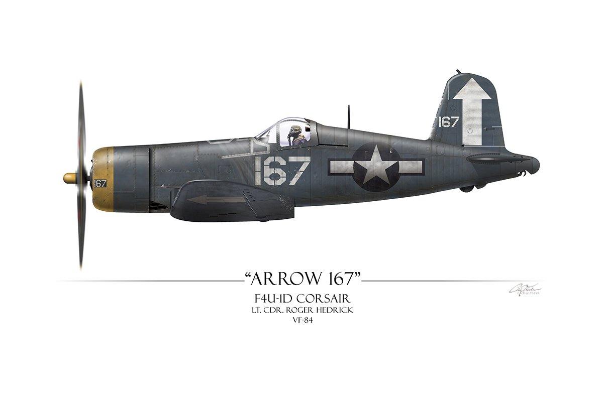 "Roger Hedrick F4U Corsair" - Art Print by Craig Tinder - Aces In Action