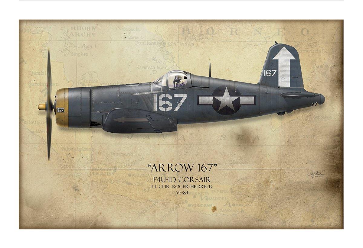 Roger Hedrick F4U Corsair Aviation Art Print - Profile-Art Print-Aces In Action: The Workshop of Artist Craig Tinder