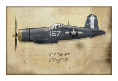 Roger Hedrick F4U Corsair Aviation Art Print - Profile-Art Print-Aces In Action: The Workshop of Artist Craig Tinder