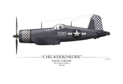 "Checkerboarder F4U Corsair" - Art Print by Craig Tinder