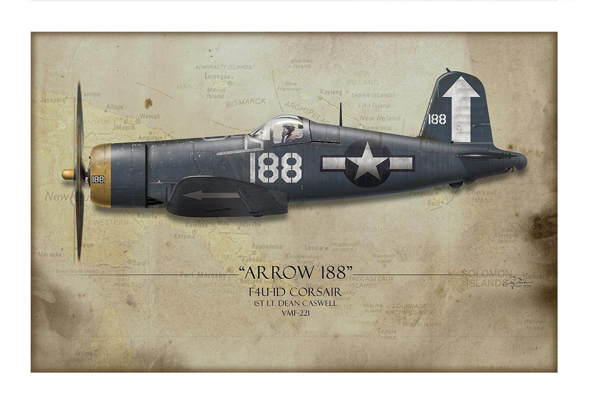 Arrow 188 F4U Corsair Aviation Art Print - Profile-Art Print-Aces In Action: The Workshop of Artist Craig Tinder
