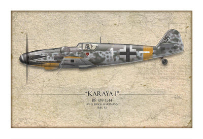 Erich Hartmann Messerschmitt Bf-109 Aviation Art Print - Profile-Art Print-Aces In Action: The Workshop of Artist Craig Tinder