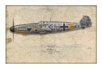 Werner Molders Messerschmitt Bf-109 Aviation Art Print - Profile-Art Print-Aces In Action: The Workshop of Artist Craig Tinder