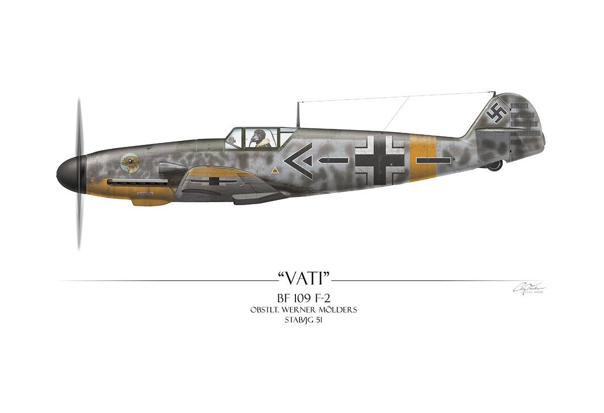 "Werner Molders Messerschmitt Bf-109" - Art Print by Craig Tinder - Aces In Action