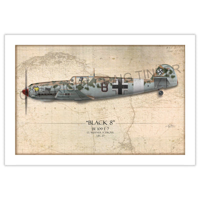 Werner Schroer Messerschmitt Bf-109 Aviation Art Print - Profile-Art Print-Aces In Action: The Workshop of Artist Craig Tinder