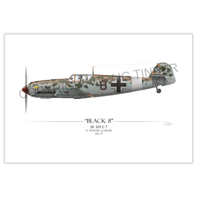 "Werner Schroer Messerschmitt Bf-109" - Art Print by Craig Tinder - Aces In Action