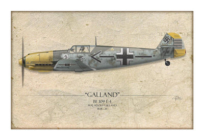 Adolf Galland Messerschmitt Bf-109 Aviation Art Print - Profile-Art Print-Aces In Action: The Workshop of Artist Craig Tinder