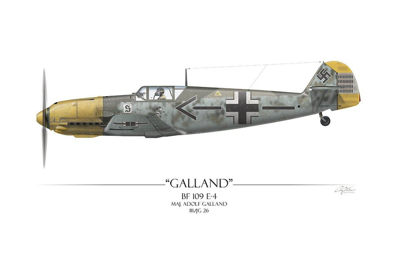 "Adolf Galland Messerschmitt Bf-109" - Art Print by Craig Tinder - Aces In Action