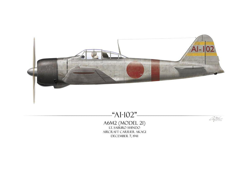 "Saburo Shindo A6M Zero" - Art Print by Craig Tinder - Aces In Action