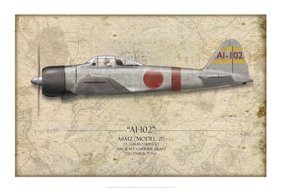 Saburo Shindo A6M Zero Aviation Art Print - Profile-Art Print-Aces In Action: The Workshop of Artist Craig Tinder