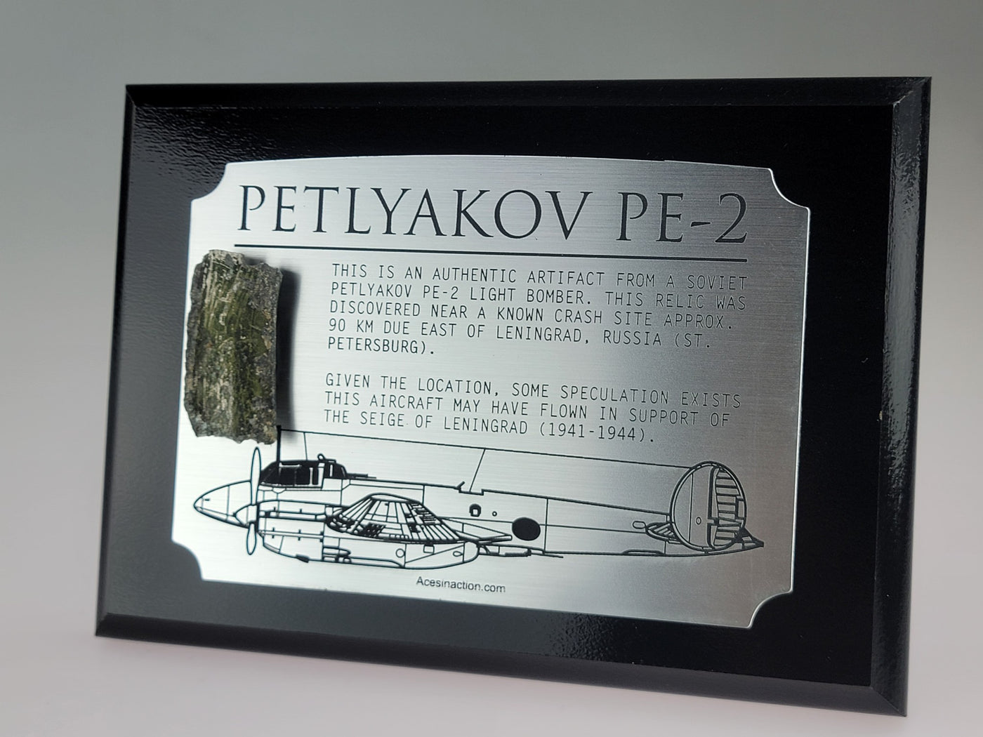 WWII Russian Petlyakov PE-2 Relic Plaque-Historical Display Plaques-Aces In Action: The Workshop of Artist Craig Tinder