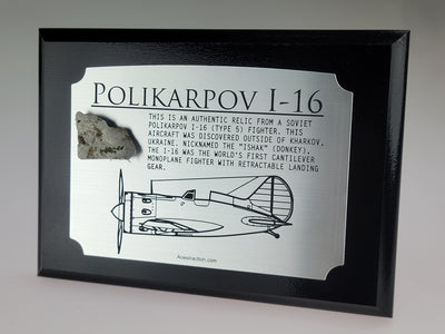 WWII Russian Polikarpov I-16 ISHAK Relic Plaque-Historical Display Plaques-Aces In Action: The Workshop of Artist Craig Tinder